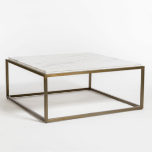 Beckett Coffee Table In Cloud Marble And Antique Brass