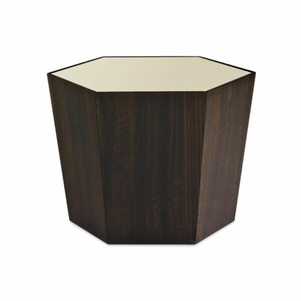 Gold Mirrored Top 28" Hexagonal Cocktail Table (Taller One)