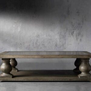 Hudson 60" Coffee Table In Hudson Grey With White Marble Top