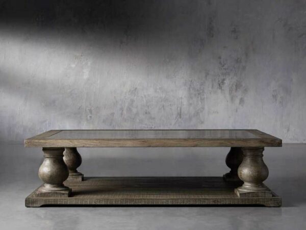 Hudson 60" Coffee Table In Hudson Grey With White Marble Top