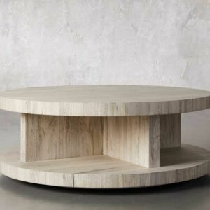 Leandro 46" Round Coffee Table In Spalted Oak