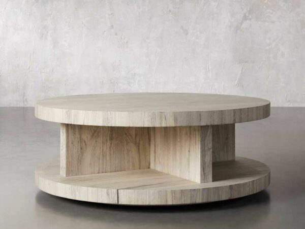 Leandro 46" Round Coffee Table In Spalted Oak