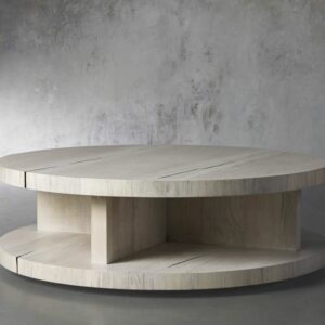 Leandro 54" Round Coffee Table In Spalted Oak