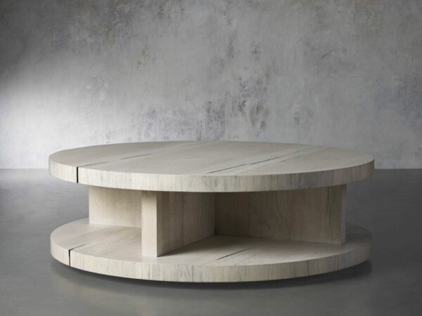 Leandro 54" Round Coffee Table In Spalted Oak