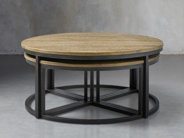 Palmer Round Nesting Coffee Table In Natural Oak