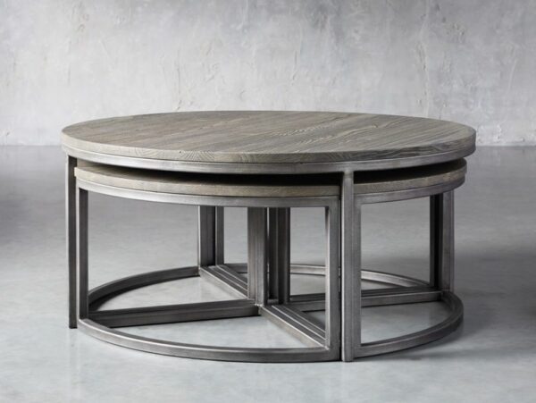 Palmer Round Nestling Coffee Table In Stone On Ash