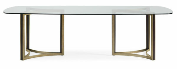 Remix Double Pedestal Glass Top Table