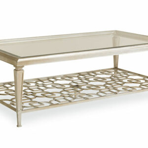 Taupe Silver Leaf Coffee Table With Fretwork Shelf