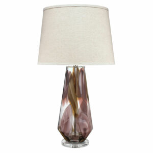 Watercolor Table Lamp In Plum Glass With Cone Shade In Natural Linen